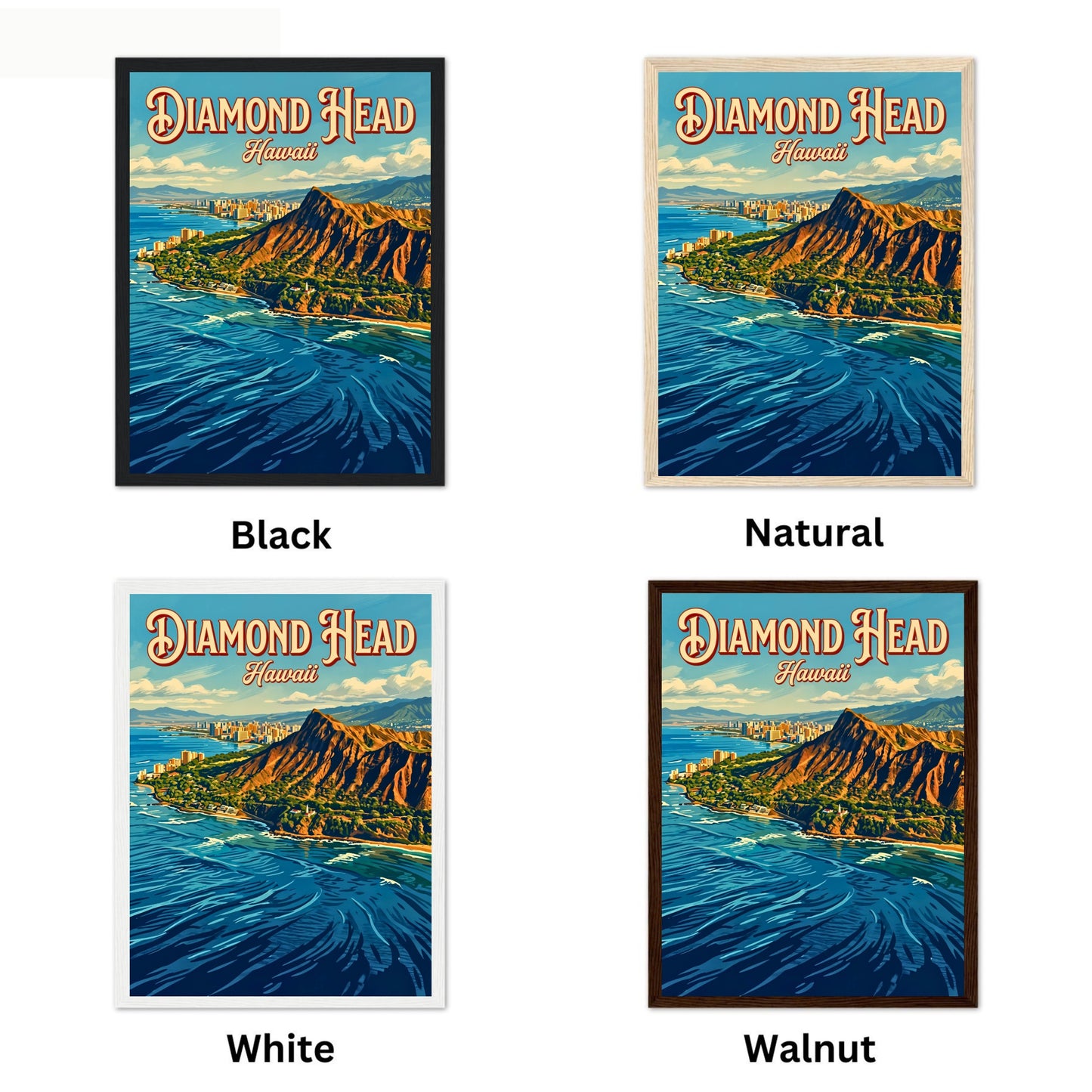 Diamond Head Vintage Travel Poster - National Landmark