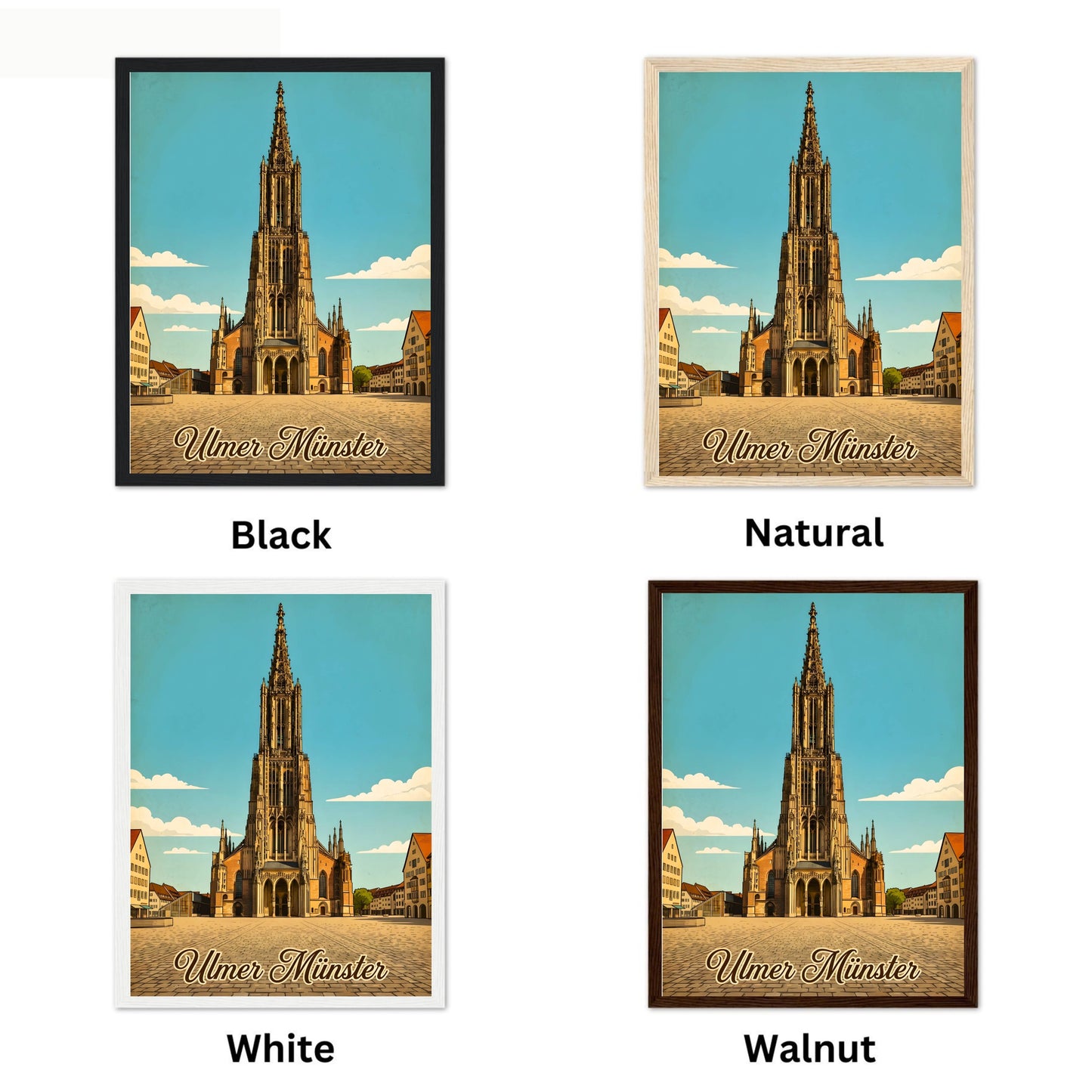Ulmer Münster Vintage Travel Poster - Germany’s Gothic Icon