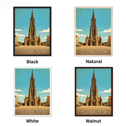 Ulmer Münster Vintage Travel Poster - Germany’s Gothic Icon