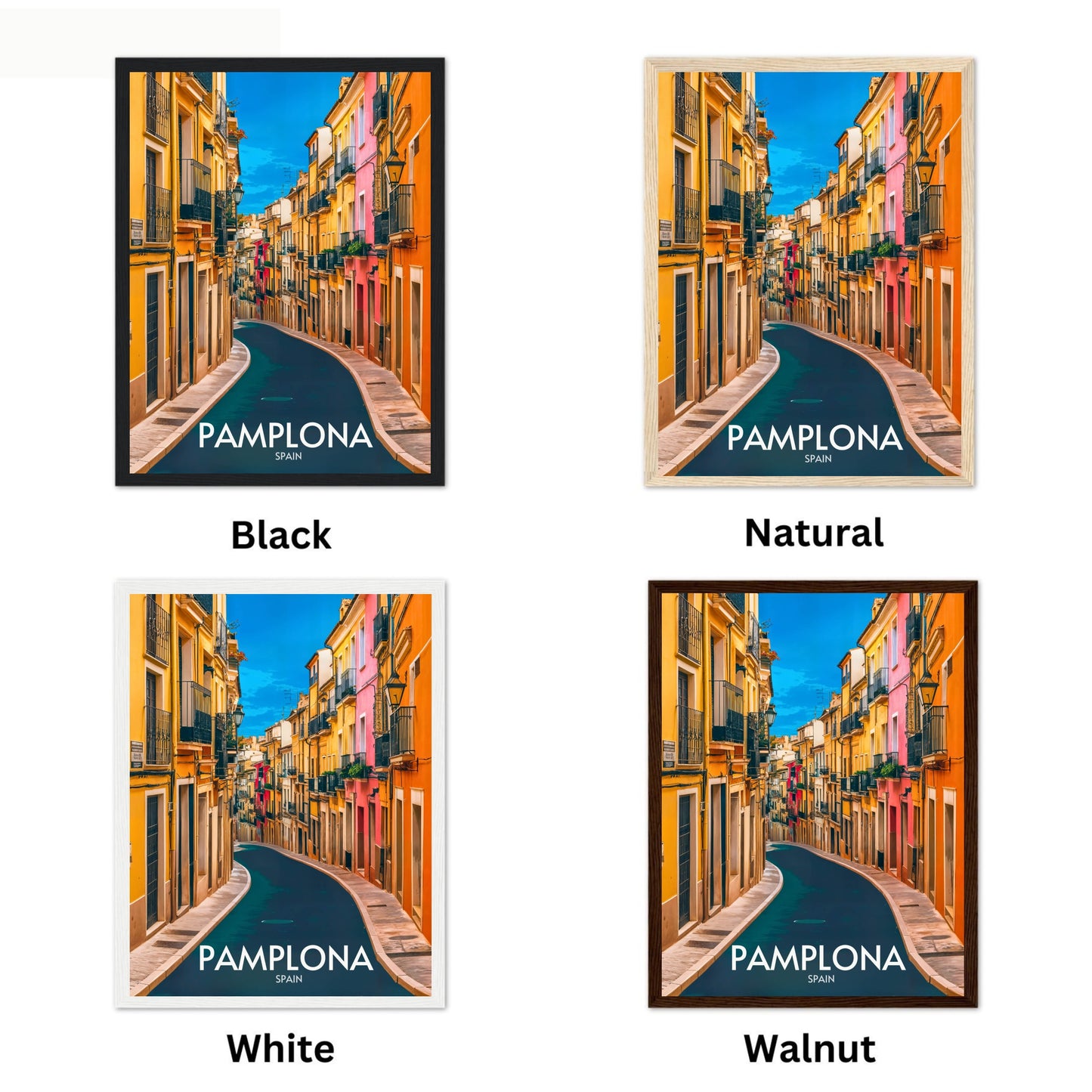 Pamplona Vintage Travel Poster - Charming Narrow Street