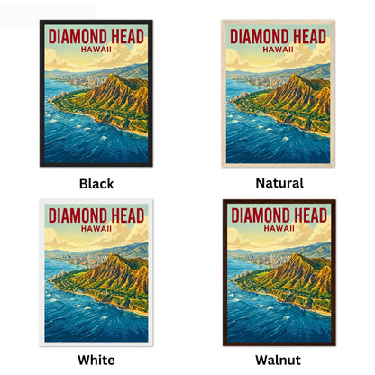 Diamond Head Vintage Travel Poster - State Monument