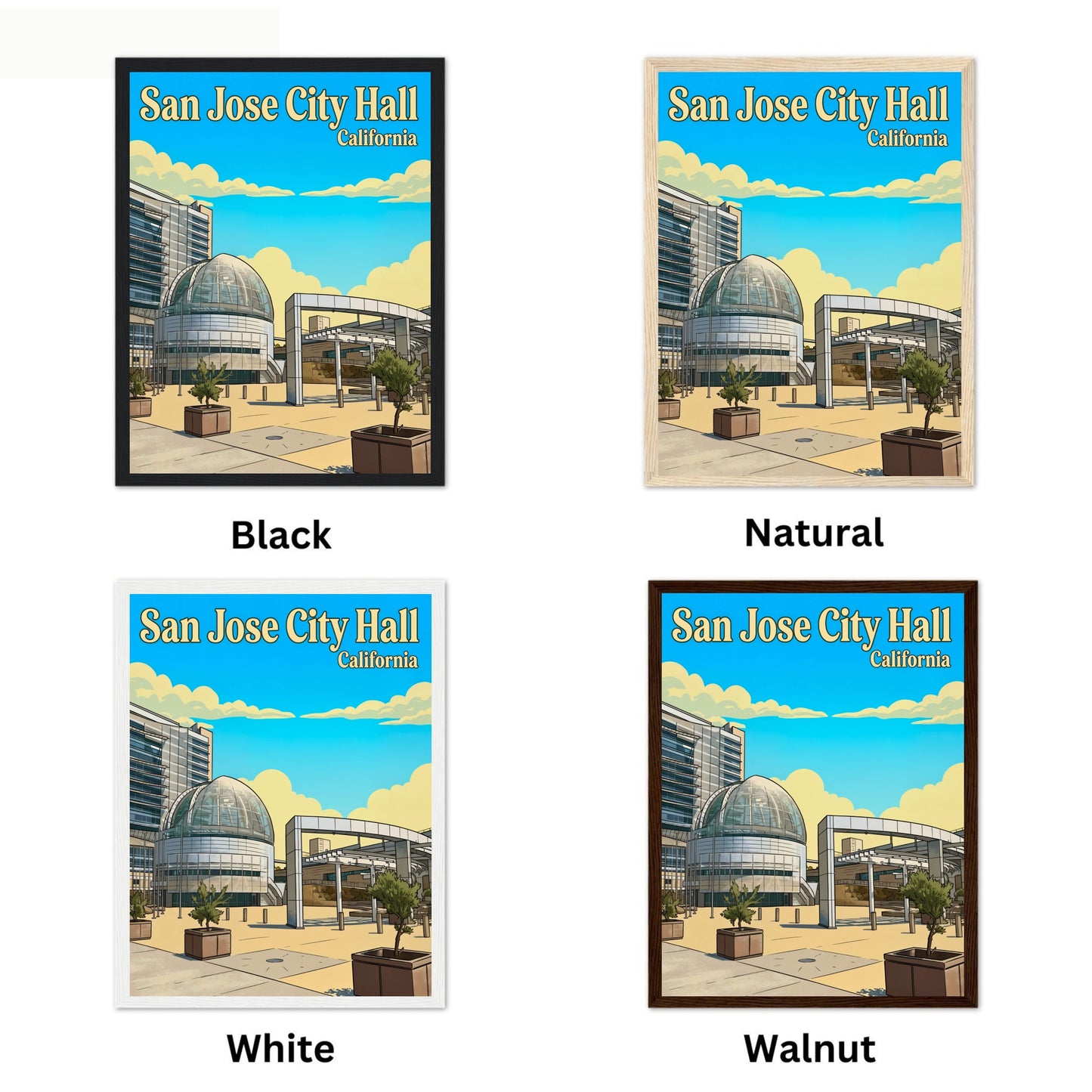 San Jose City Hall Vintage Travel Poster - California Transparent City