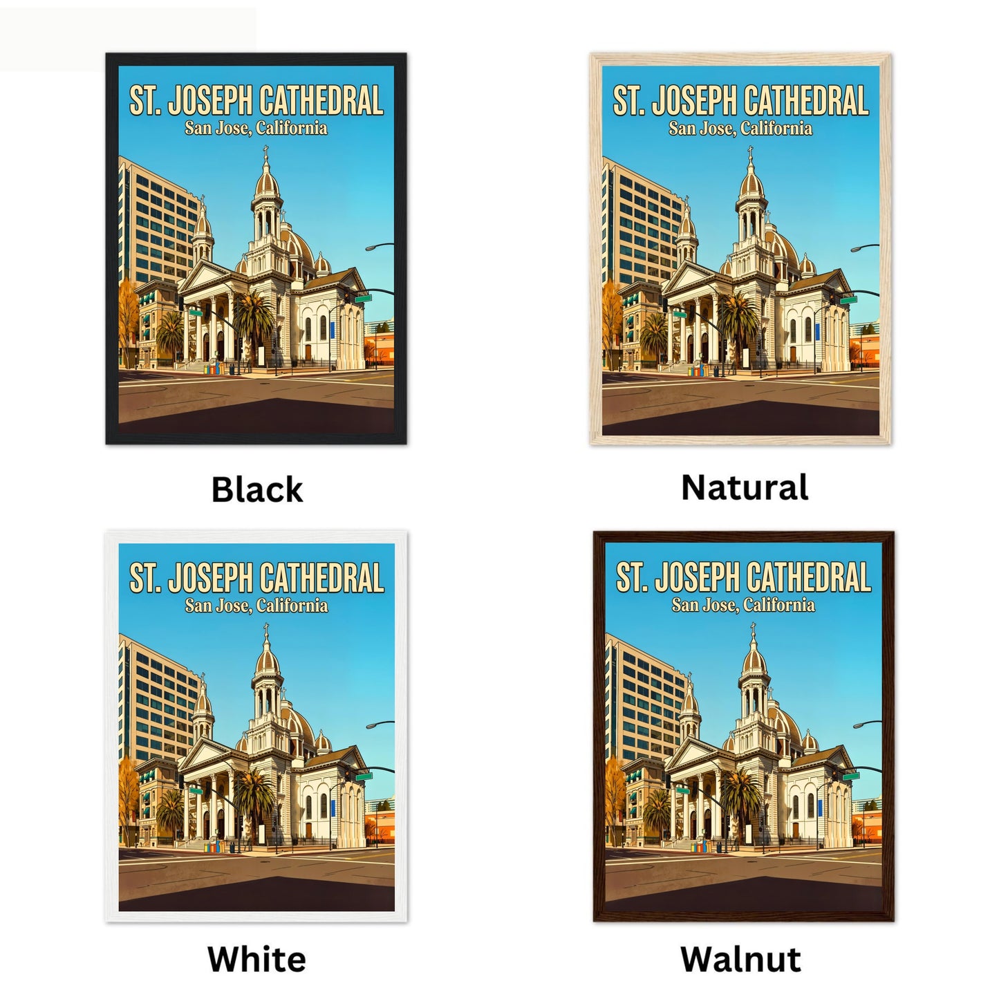 St. Joseph Cathedral Vintage Travel Poster -  San Jose, California