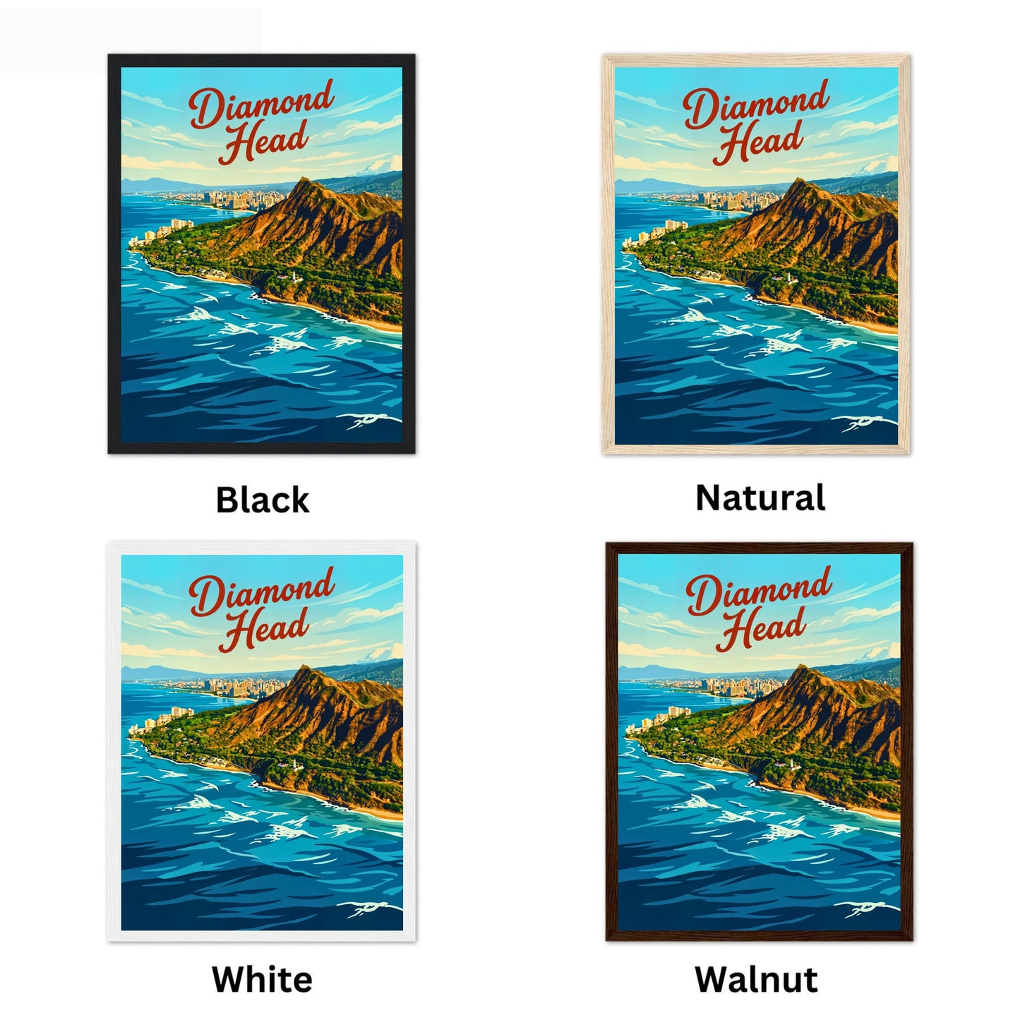 Diamond Head Vintage Travel Poster - Hawaii Landmark