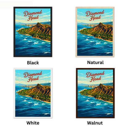 Diamond Head Vintage Travel Poster - Hawaii Landmark