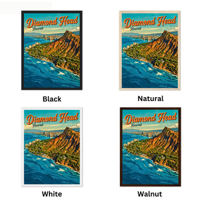 Diamond Head Vintage Travel Poster - Majesty of Hawaii