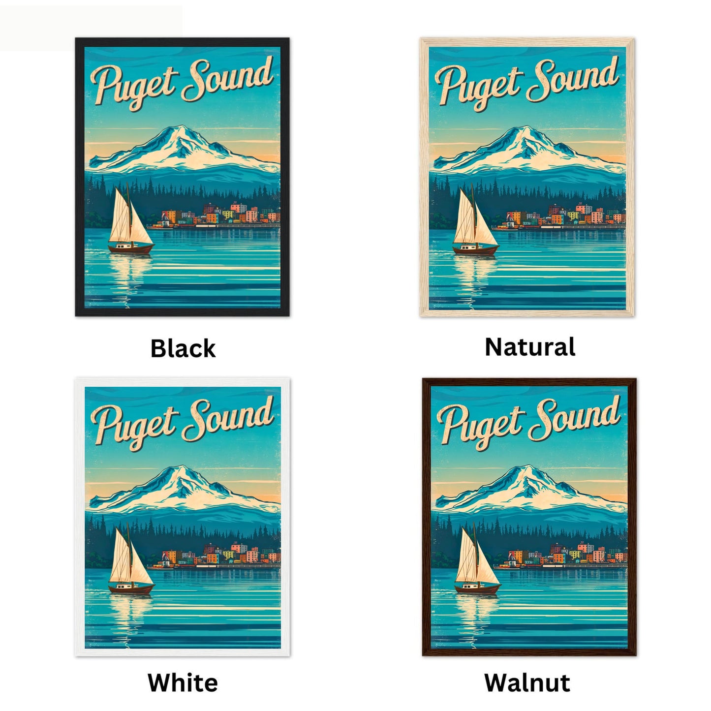 Puget Sound Vintage Travel Poster - Explore the Iconic Coastal Escape in Washington