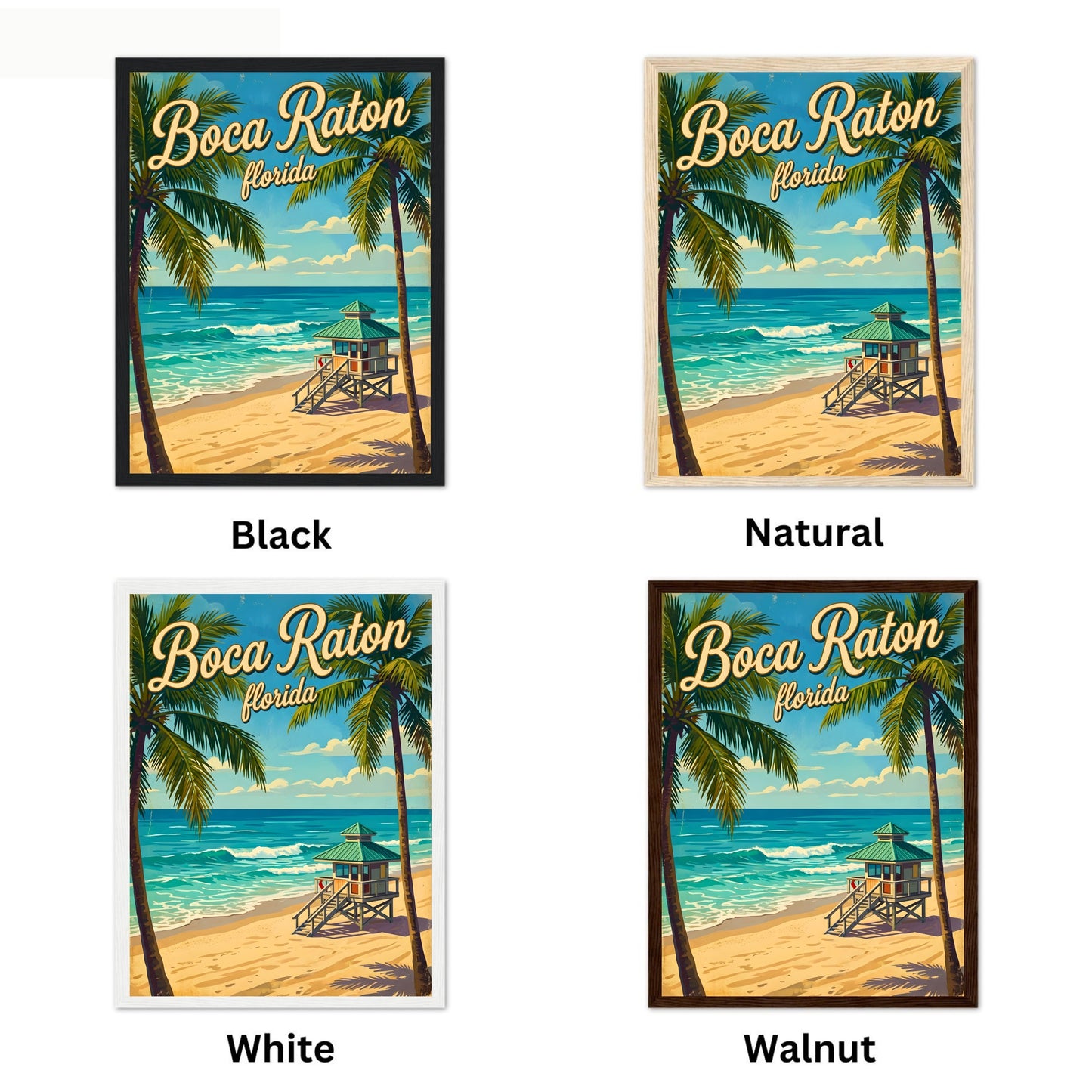 Boca Raton Vintage Travel Poster- Coastal Charm