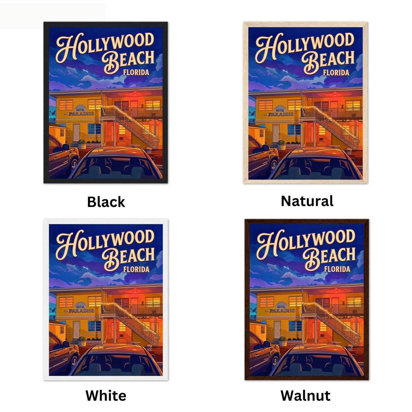 Hollywood Beach Vintage Travel Poster - Florida Beach Hotel