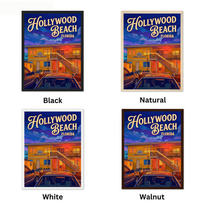 Hollywood Beach Vintage Travel Poster - Florida Beach Hotel