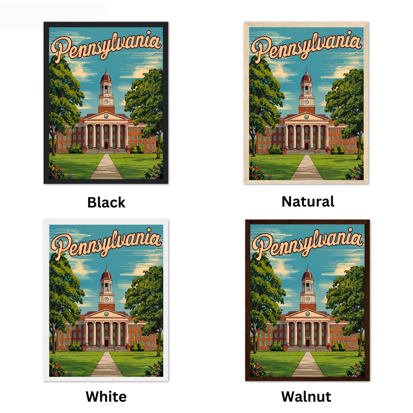 Pennsylvania, State College Vintage Travel Poster