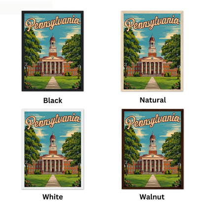 Pennsylvania, State College Vintage Travel Poster
