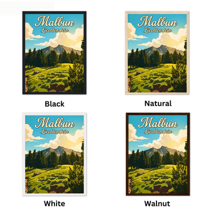 Malbun Vintage Travel Poster - Mountain Sunset View