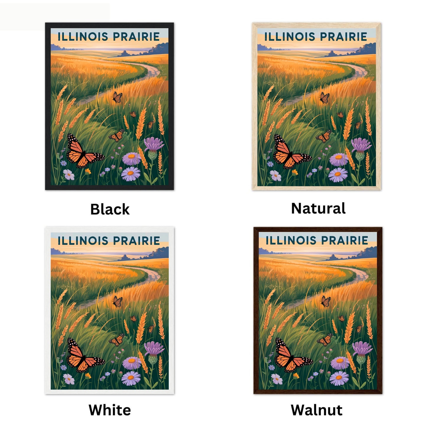 Illinois Vintage Travel Poster -  Roam Free in Prairie Country