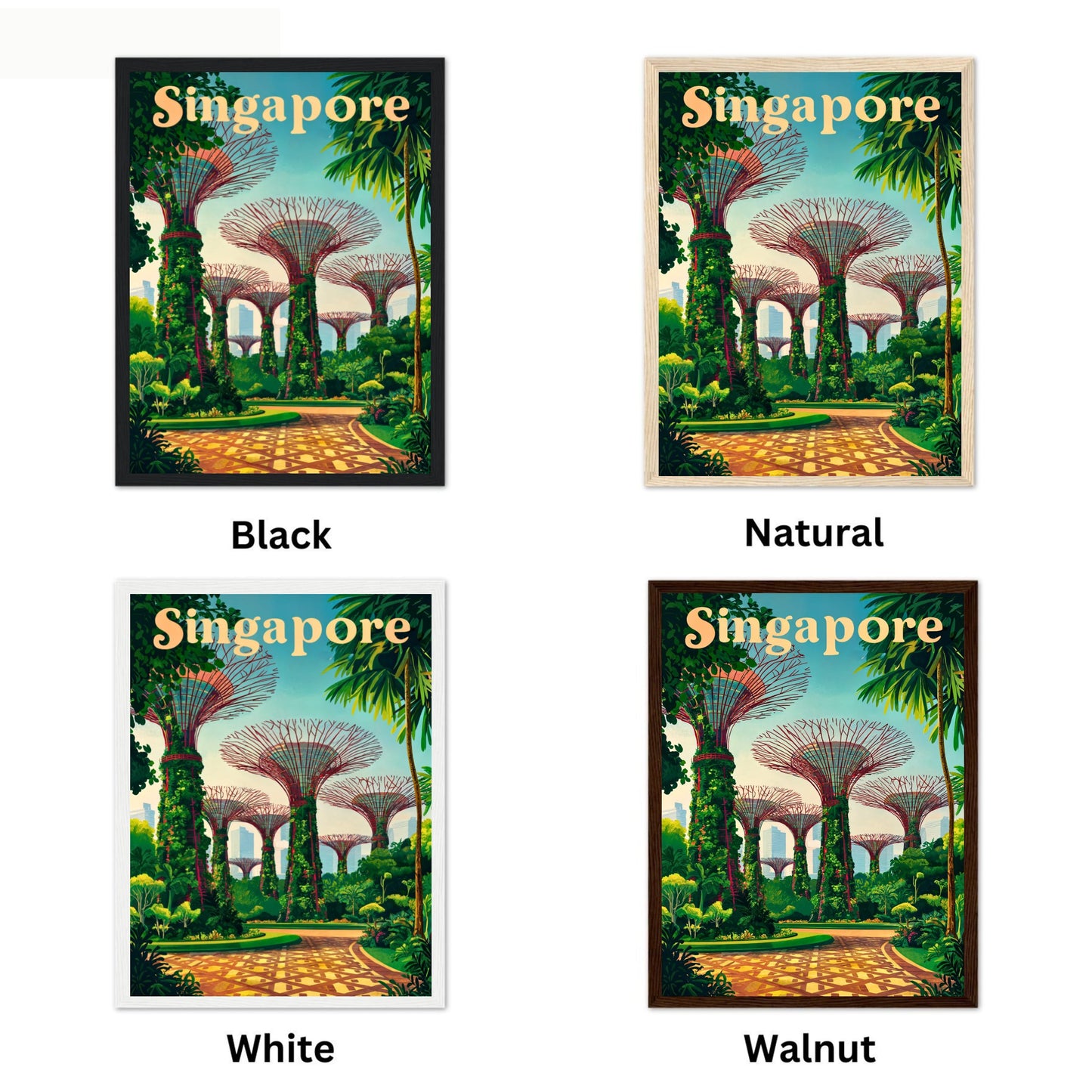 Singapore Vintage Travel Poster - Captivating View of Garden by the Bay