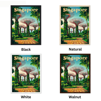 Singapore Vintage Travel Poster - Captivating View of Garden by the Bay