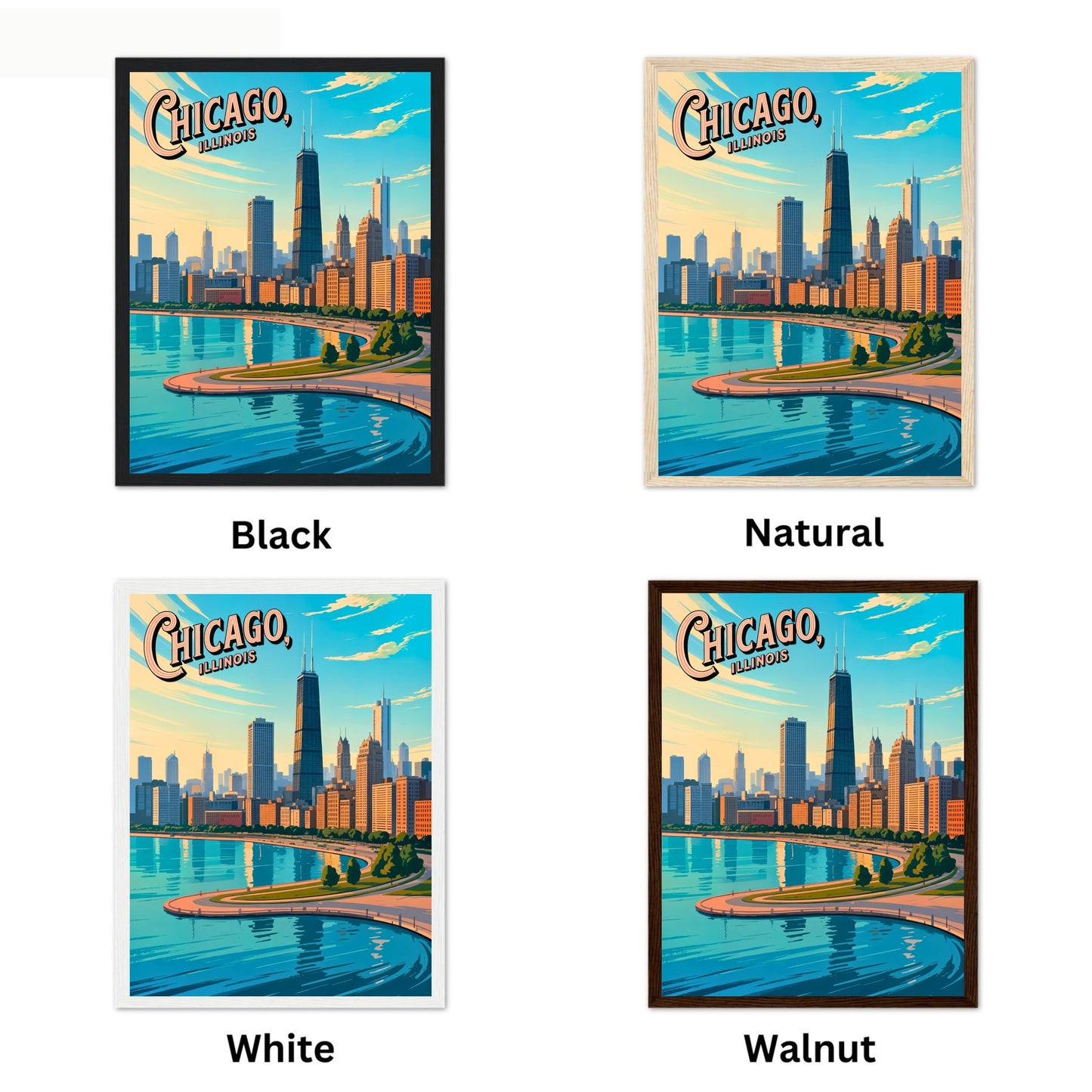 Chicago Vintage Travel Poster - Where the City Meets the Sky