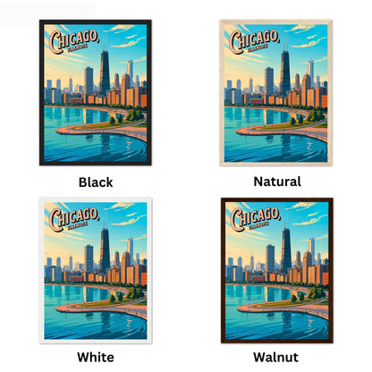 Chicago Vintage Travel Poster - Where the City Meets the Sky