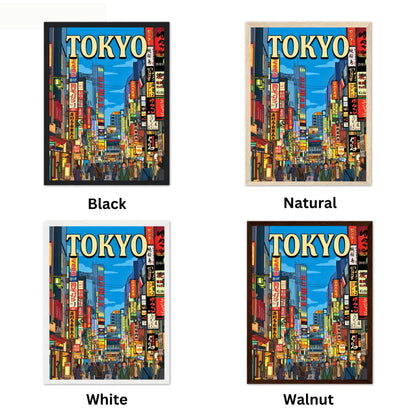Tokyo Vintage Travel Poster - Tokyo Street Lights