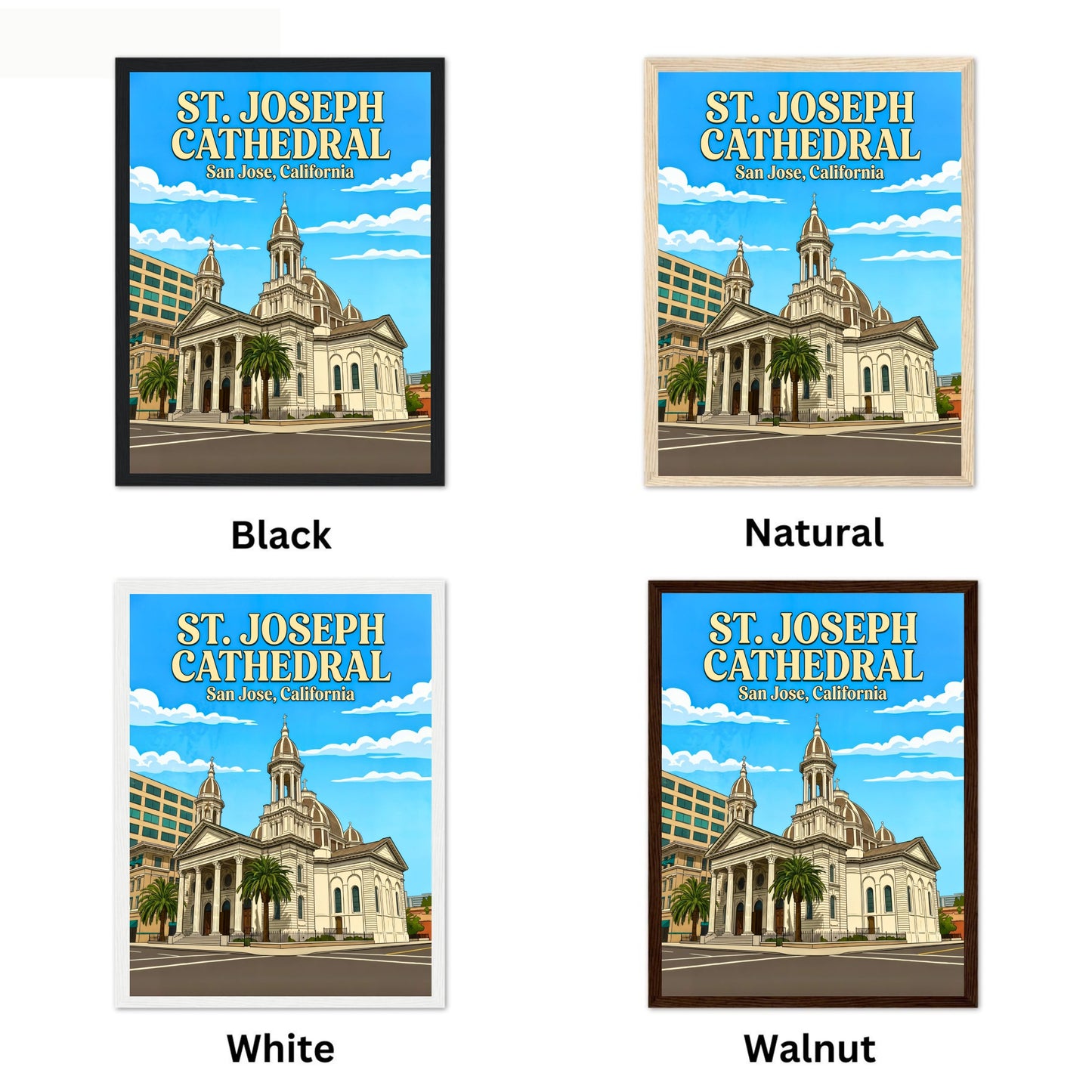 St. Joseph Cathedral Vintage Travel Poster -  Sacred Heart of San Jose