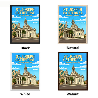 St. Joseph Cathedral Vintage Travel Poster -  Sacred Heart of San Jose