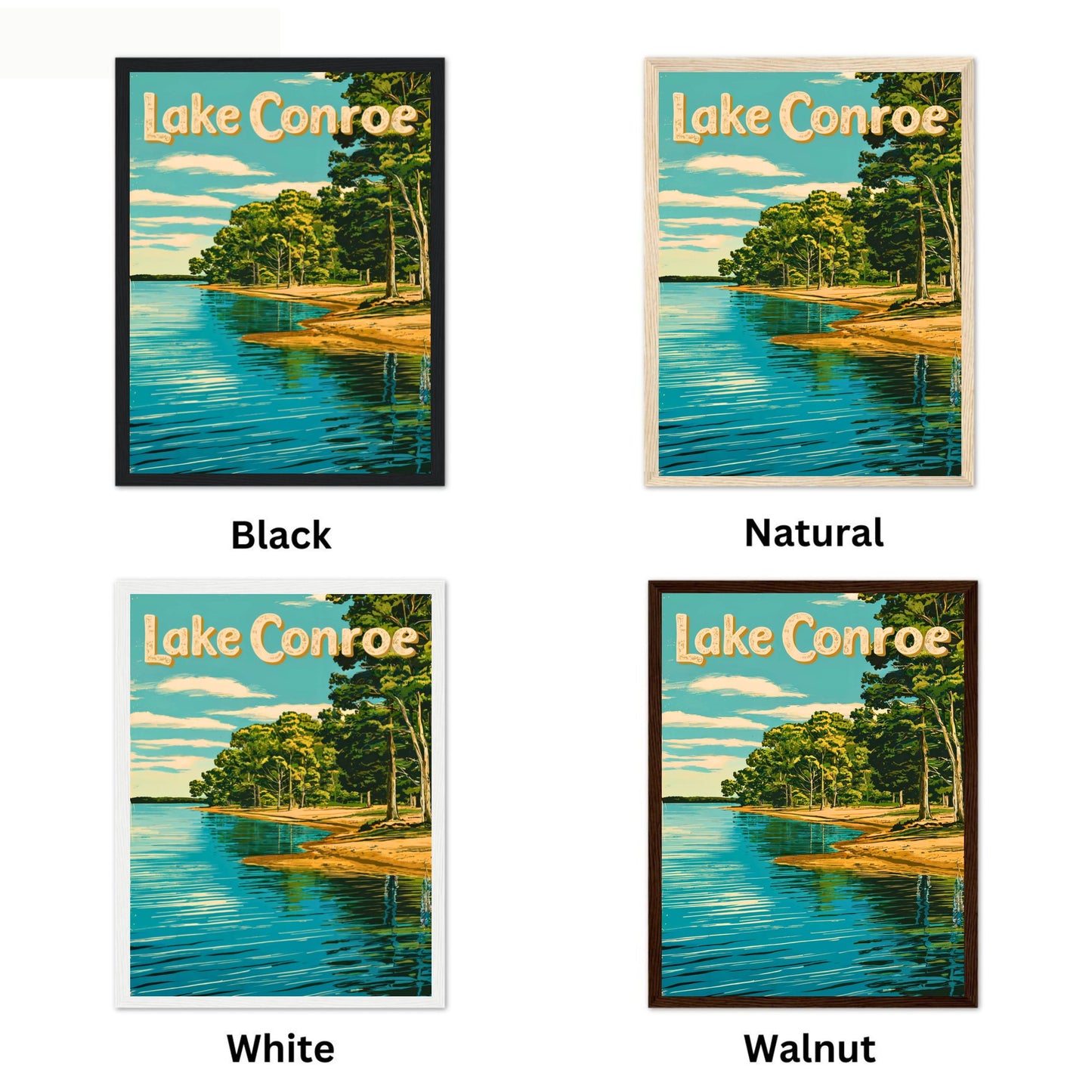 Lake Conroe Vintage Travel Poster - Tranquil Lake