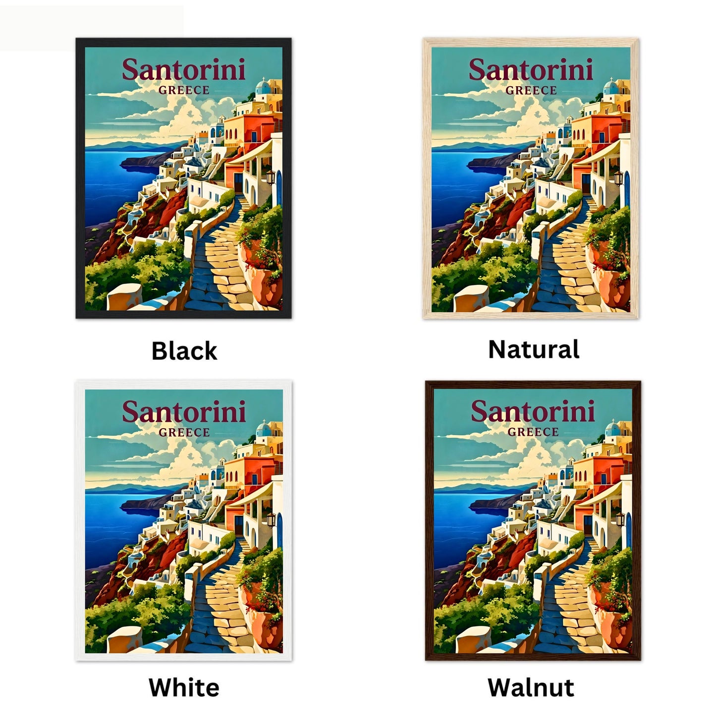 Santorini Vintage Travel Poster - Charming View