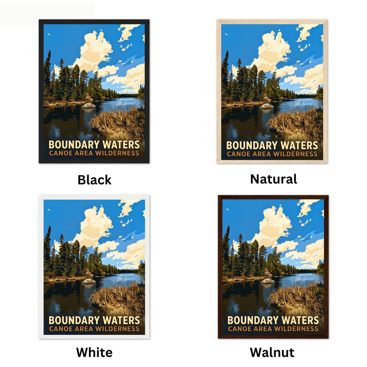 Boundary Waters Canoe Area Wilderness Vintage Travel Poster - Lakes & Pines
