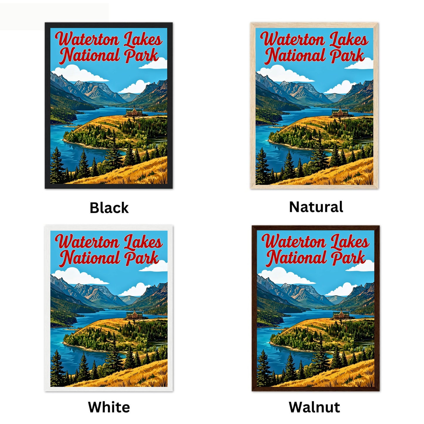 Waterton Lakes National Park Vintage Travel Poster - Majesty at the Borderlands