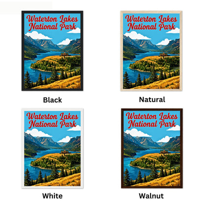 Waterton Lakes National Park Vintage Travel Poster - Majesty at the Borderlands
