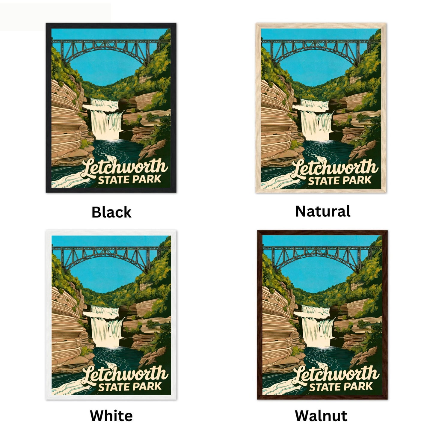 Letchworth State Park Vintage Travel Poster - Captivating Waterfalls of New York