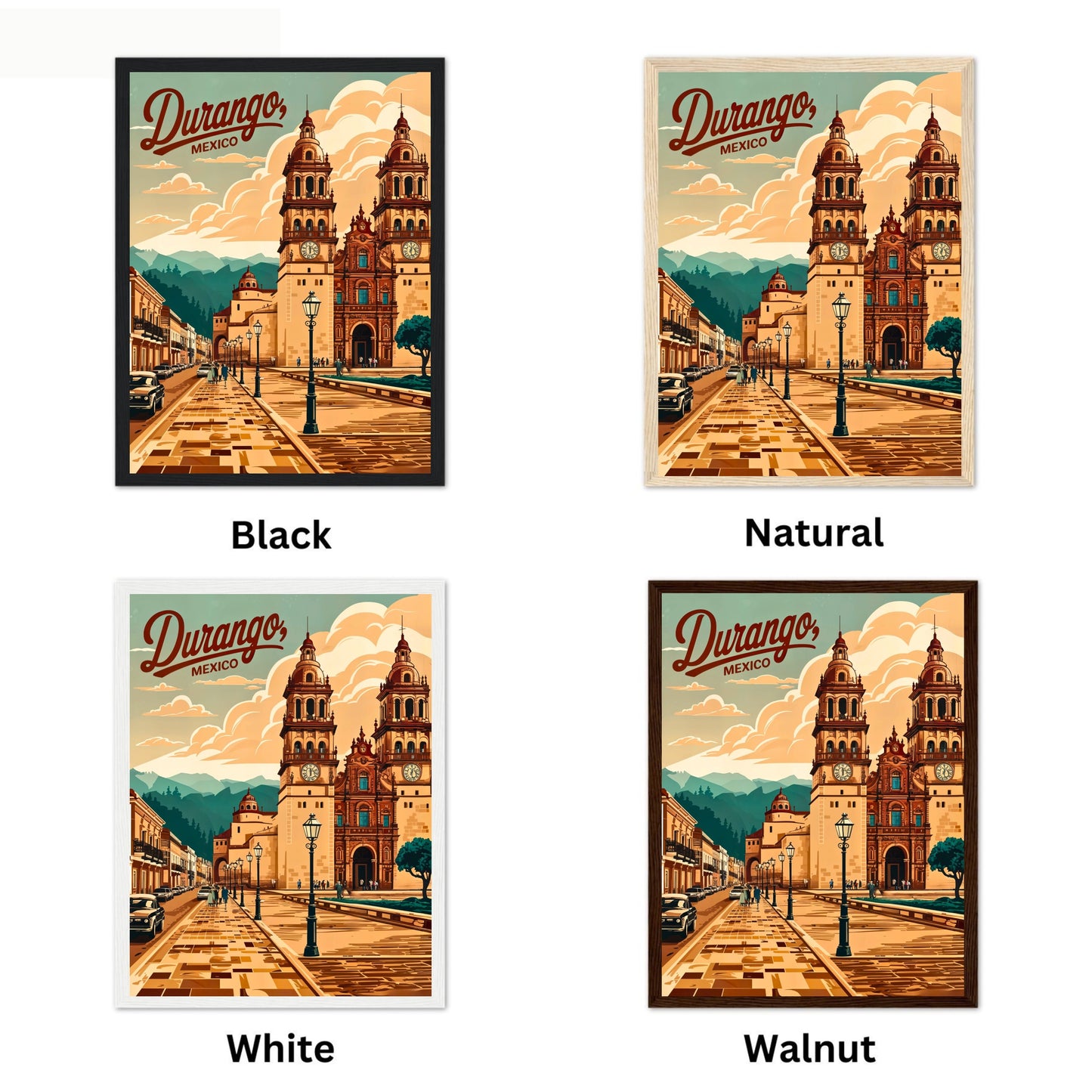 Durango, Mexico Vintage Travel Poster - Iconic Cathedral Landscape