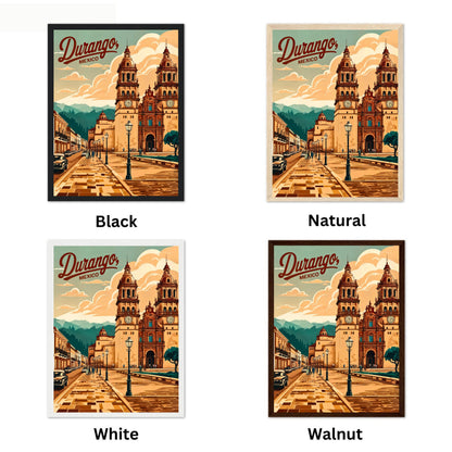 Durango, Mexico Vintage Travel Poster - Iconic Cathedral Landscape