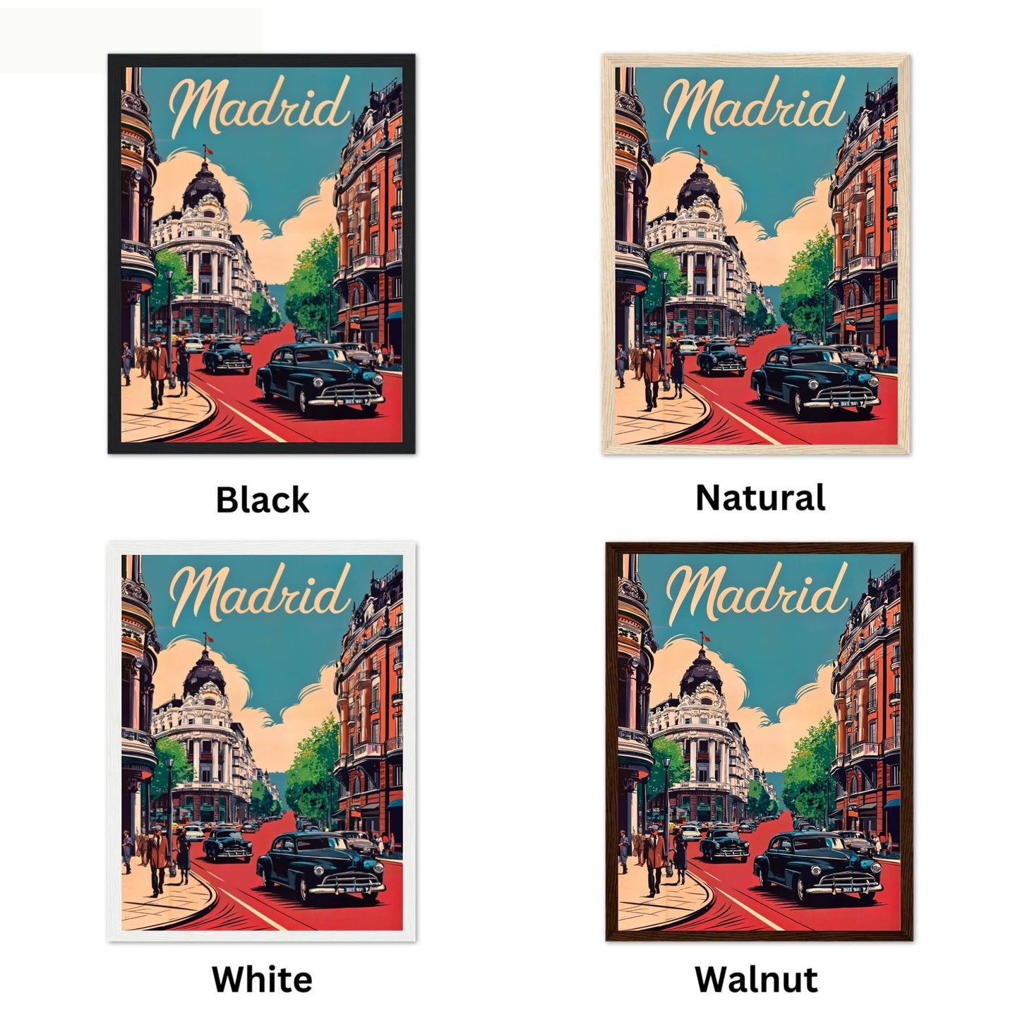 Madrid Vintage Travel Poster - Classic City Street in Spain