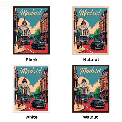 Madrid Vintage Travel Poster - Classic City Street in Spain