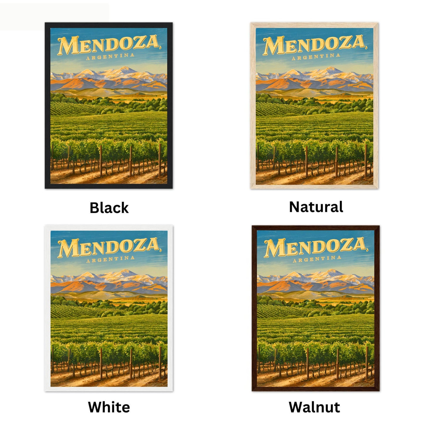 Mendoza Vintage Travel Poster - Captivating View of Argentina Vineyard Landmark
