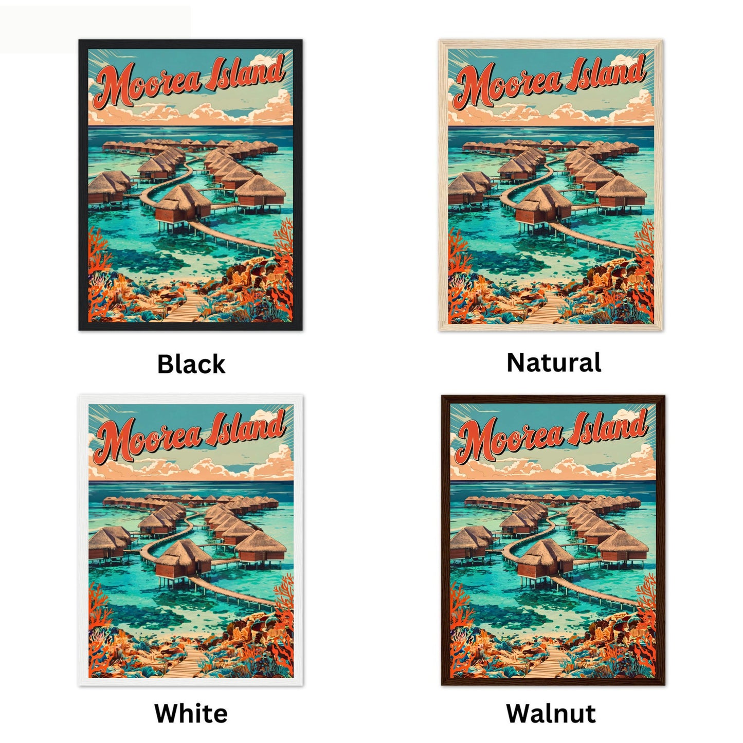 Moorea Island Vintage Travel Poster - Beautiful Vacation Spot