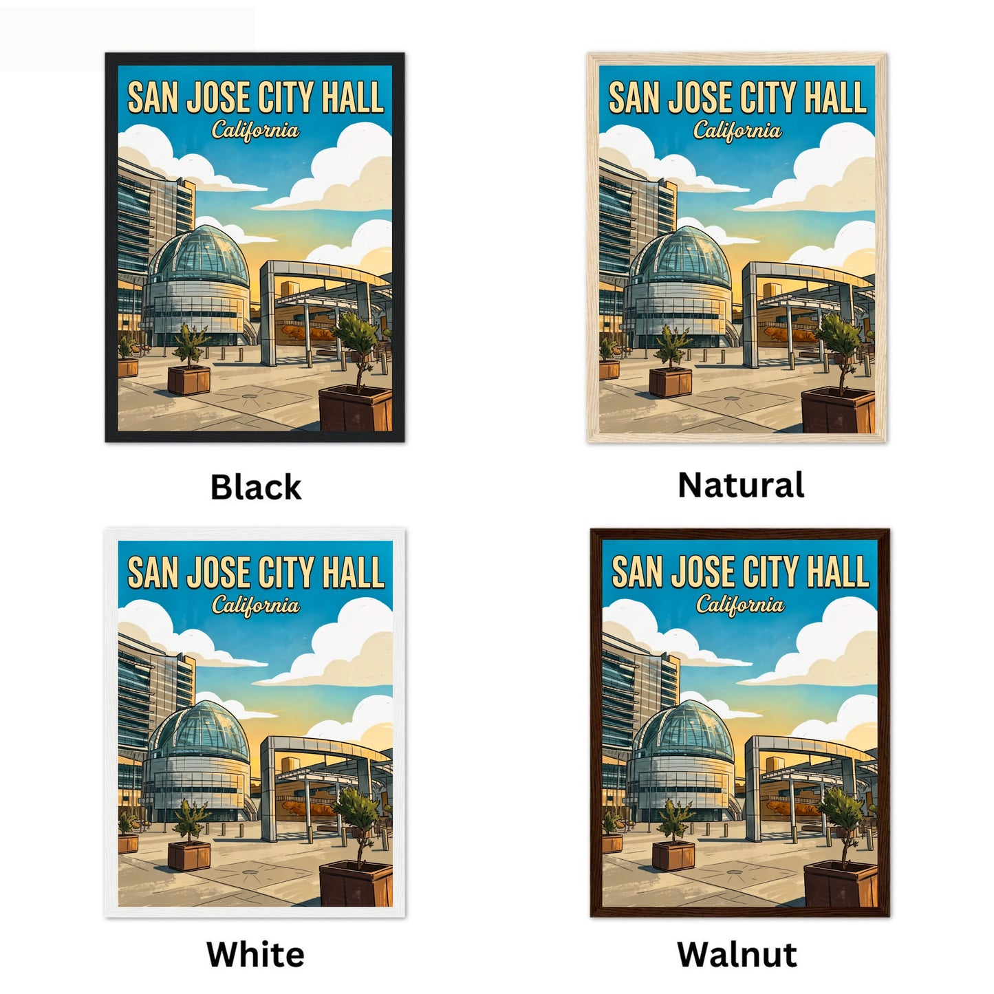 San Jose City Hall Vintage Travel Poster - Architectural Icon