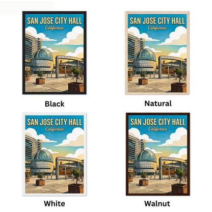 San Jose City Hall Vintage Travel Poster - Architectural Icon