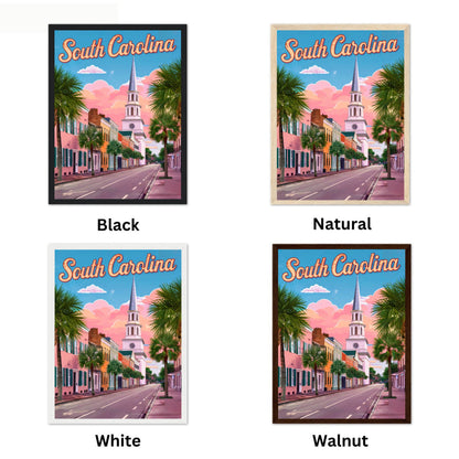 South Carolina Vintage Travel Poster  - Palmetto State Paradise