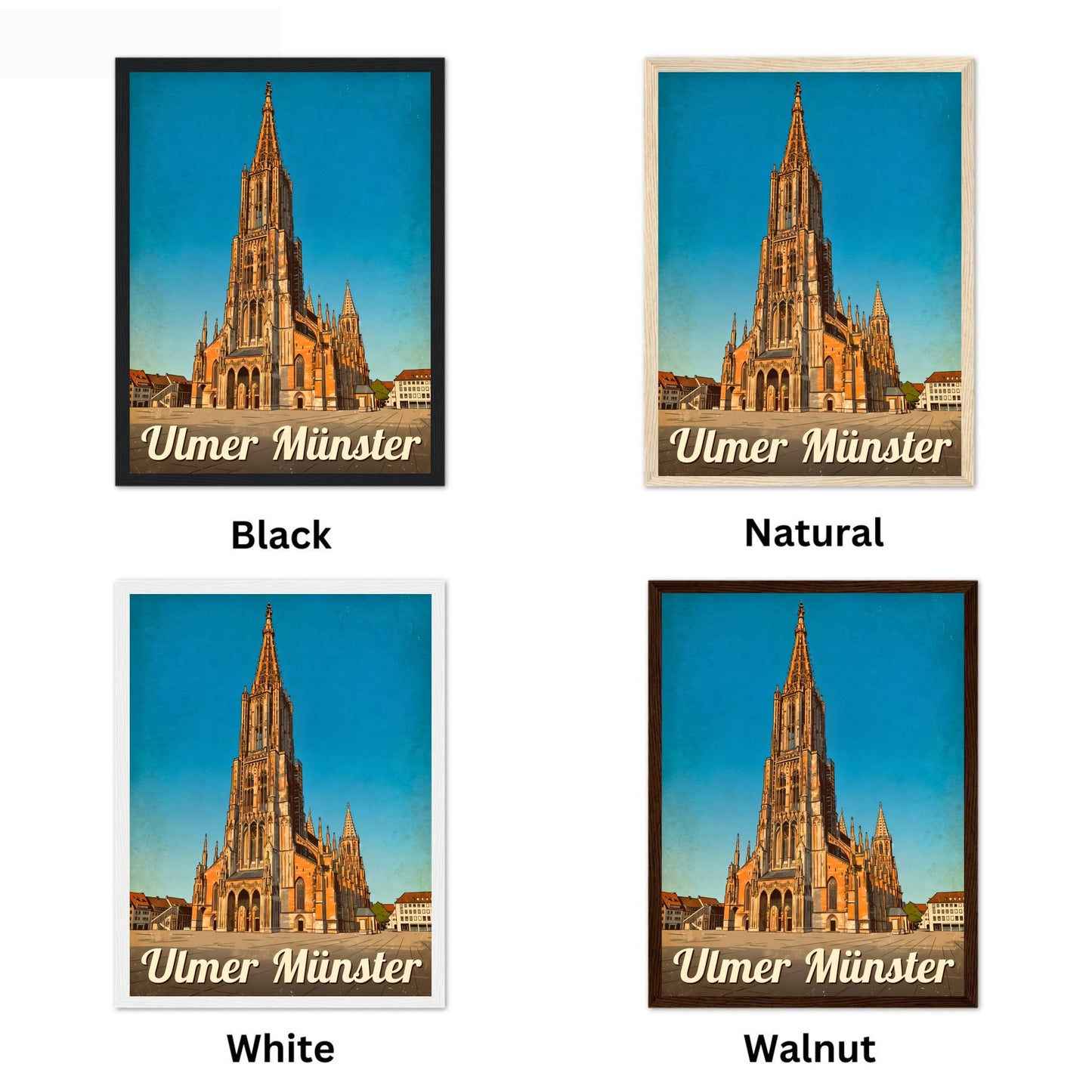 Ulmer Münster Vintage Travel Poster - Germany The Tallest Church Tower