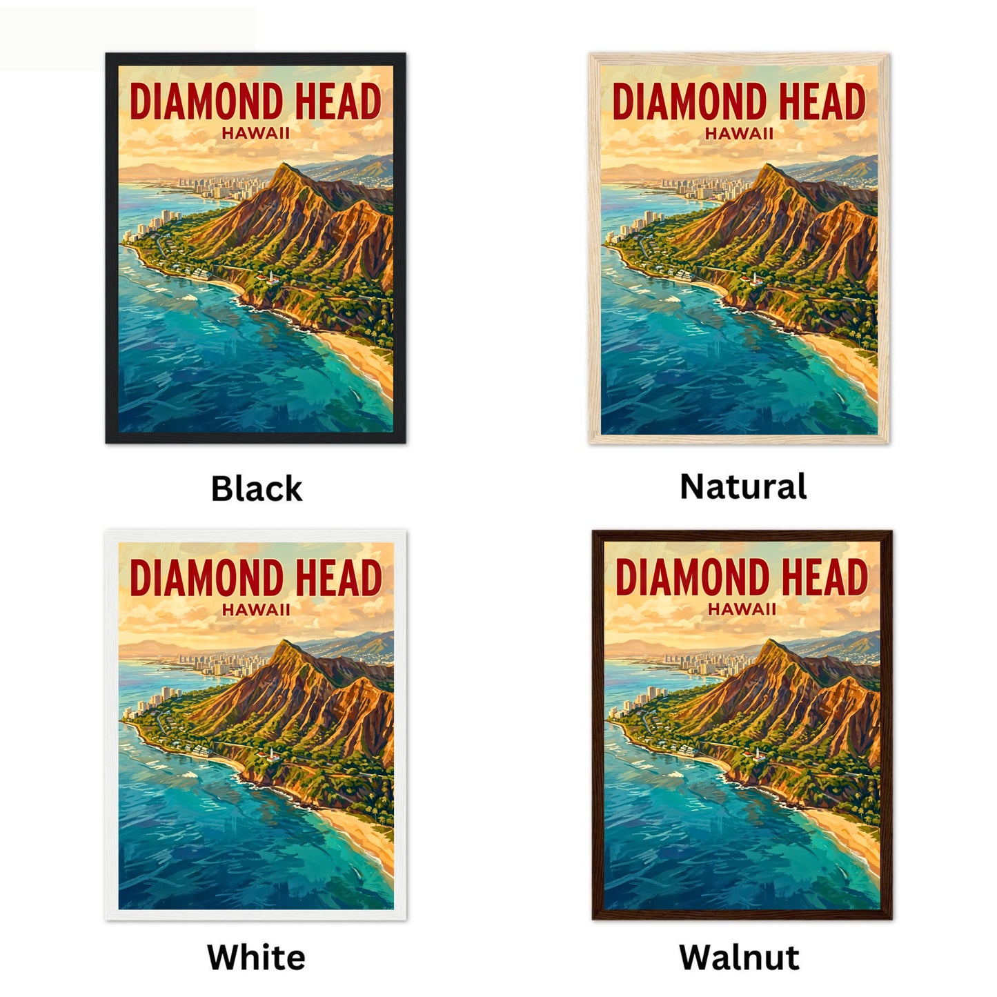 Diamond Head Crater Vintage Travel Poster