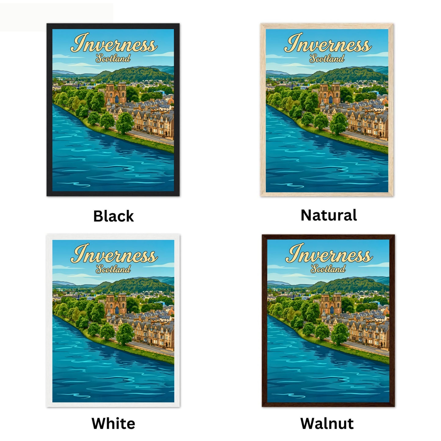 Inverness Vintage Travel Poster- Scotland Views
