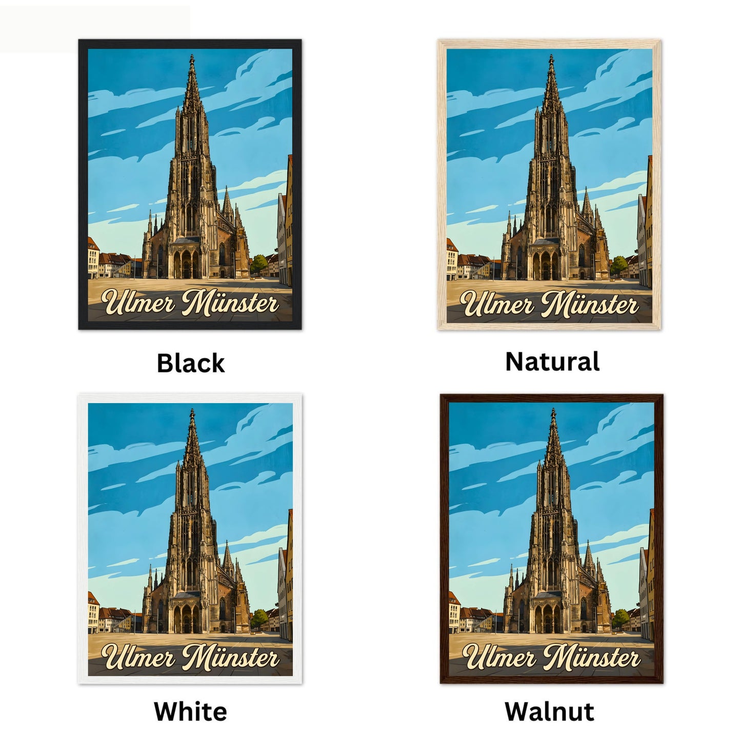 Ulmer Münster Vintage Travel Poster - Crown of Baden-Württemberg