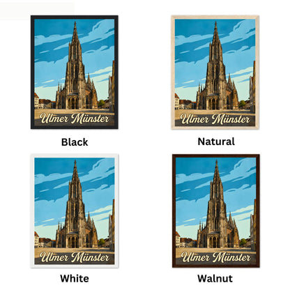 Ulmer Münster Vintage Travel Poster - Crown of Baden-Württemberg