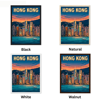 Hong Kong Vintage Travel Poster - Captivating Calm Night