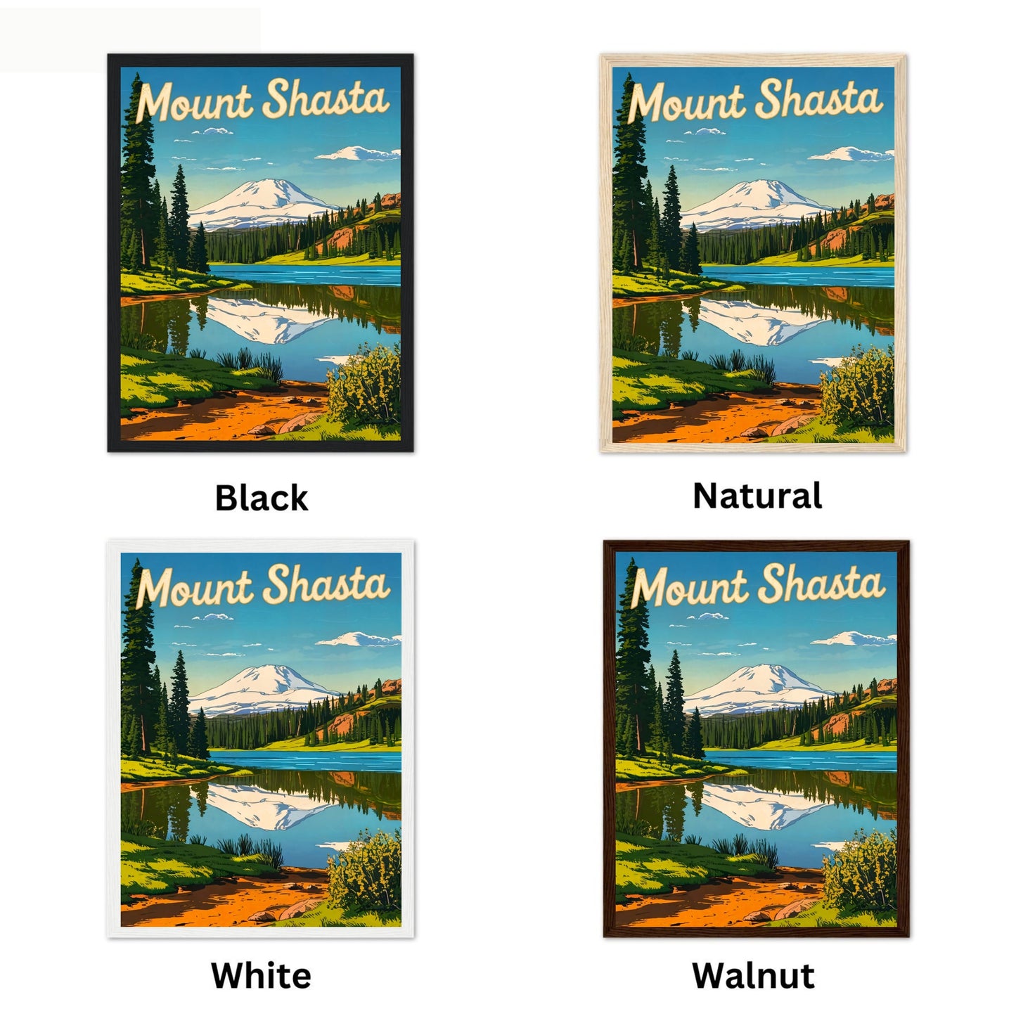 Mount Shasta Vintage Travel Poster - Mountain Getaway
