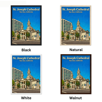 St. Joseph Cathedral Basilica Vintage Travel Poster -  California
