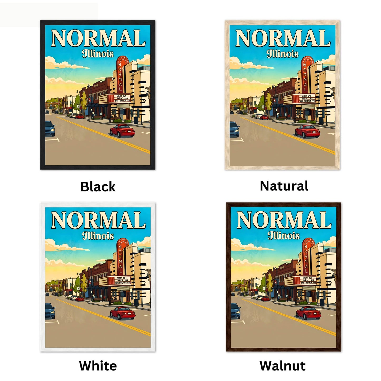 Normal, Illinois Vintage Travel Poster - Middle of the Day Street View
