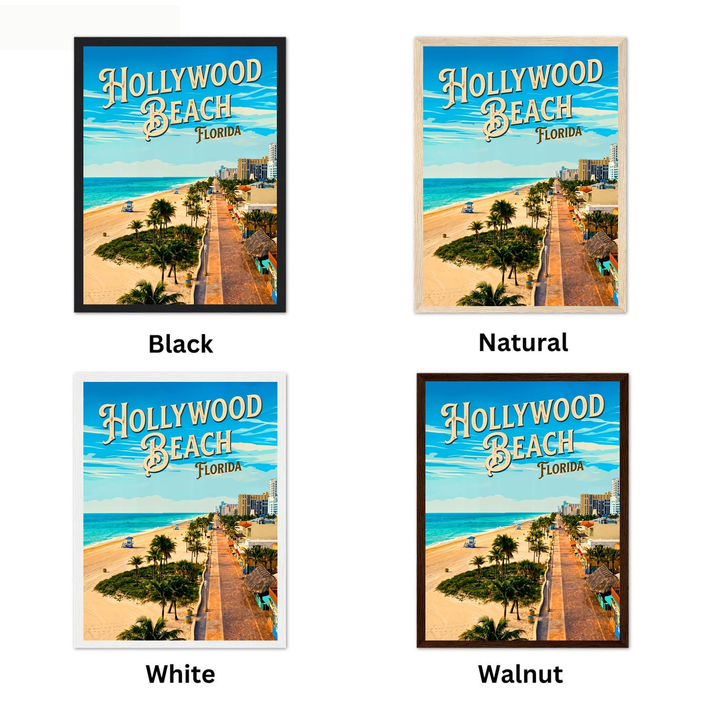 Hollywood Beach Vintage Travel Poster - the Atlantic Shore Florida